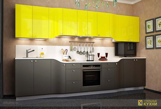 Желтая кухня от фабрики «Стильные кухни»