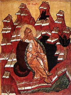 Пророк Илия в пещере. Икона